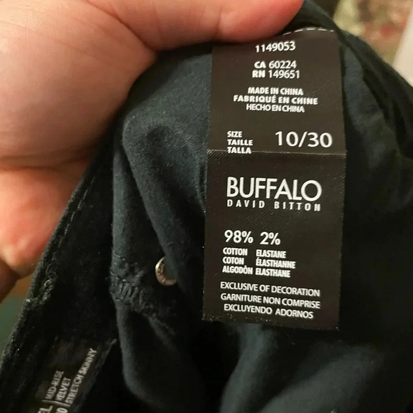 BUFFALO DAVID BITTON VELVET MID RISE SKINNY PANTS - Picture 5 of 5